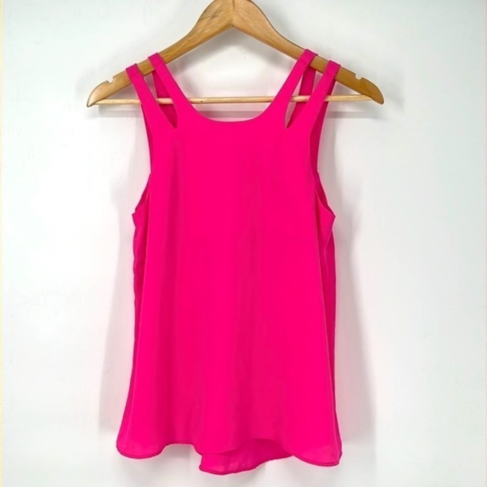 Flying Tomato Hot Pink Chiffon‎ Double Strap Tank Top XS/S EUC